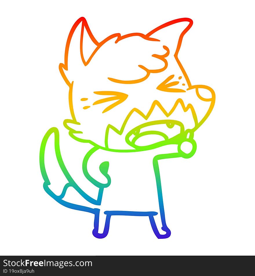 rainbow gradient line drawing angry cartoon fox