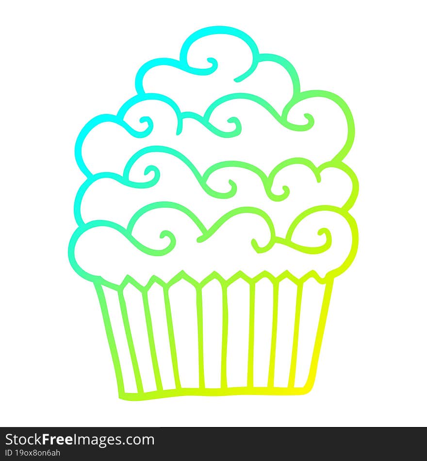 cold gradient line drawing cartoon vanilla cupcake