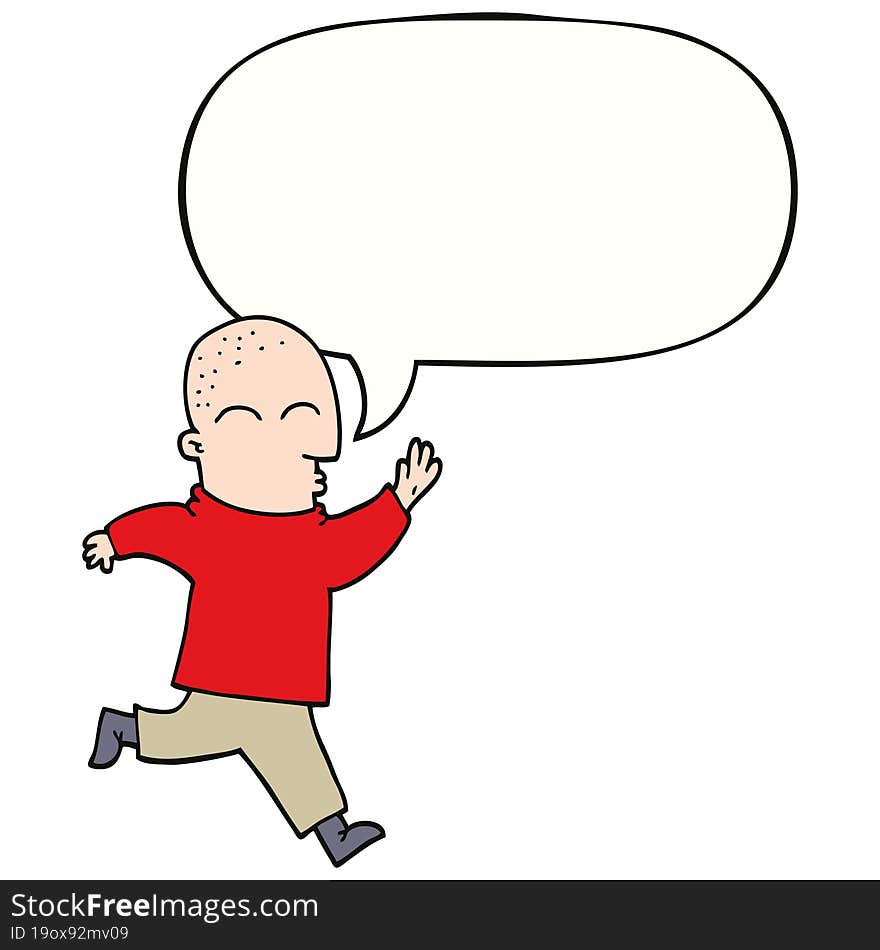 cartoon man running and speech bubble