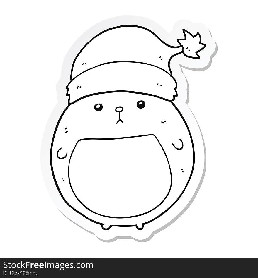 Sticker Of A Cute Cartoon Christmas Bear