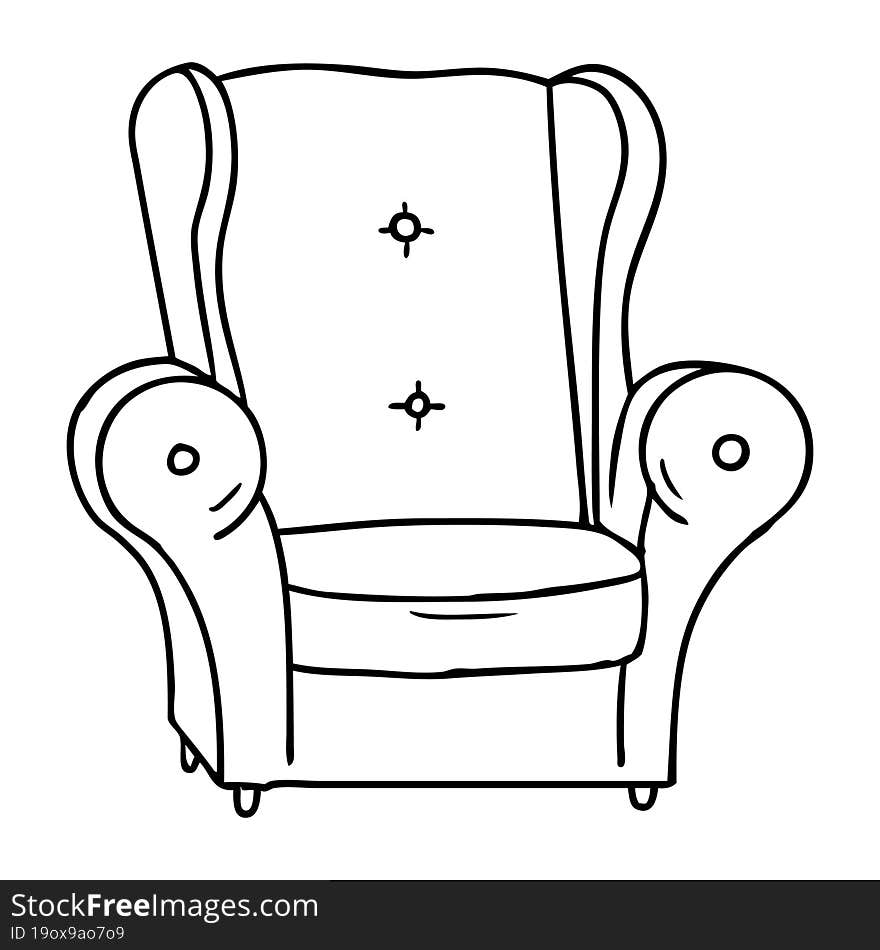 line drawing doodle of an old armchair