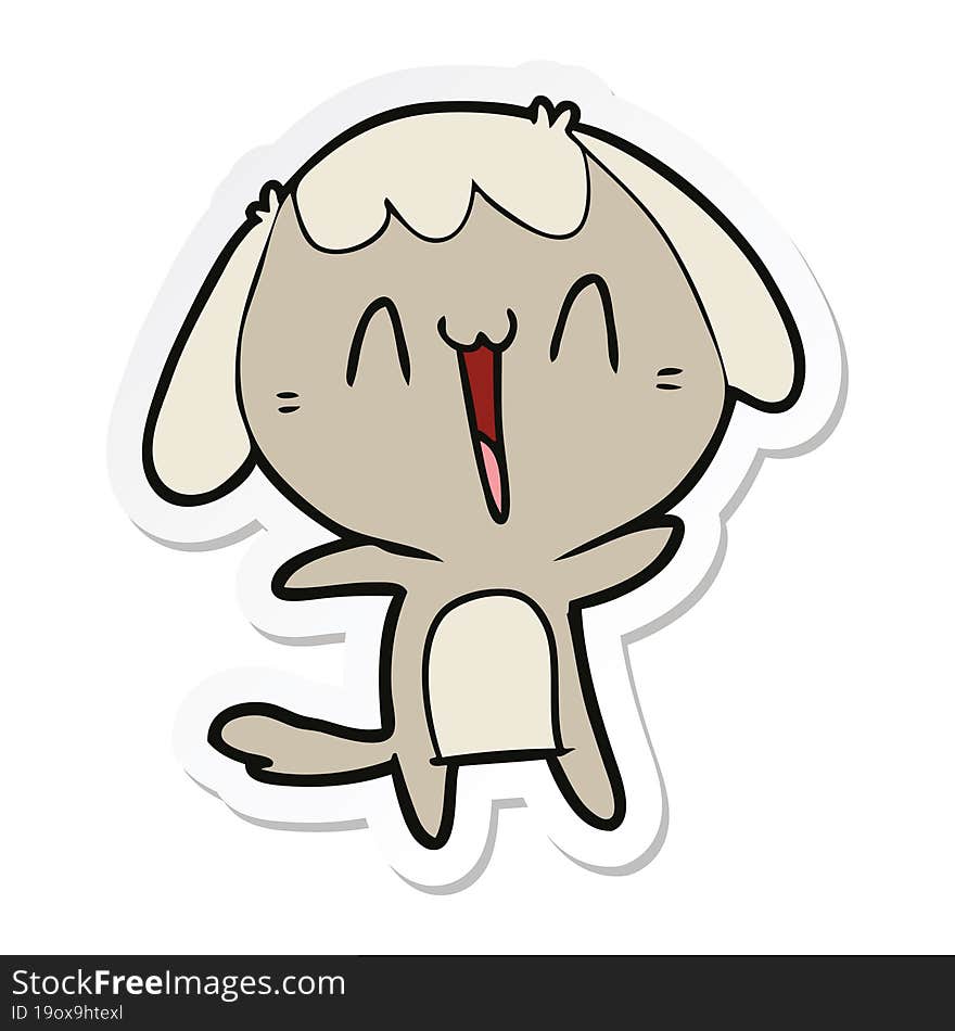 sticker of a cartoon laughing dog