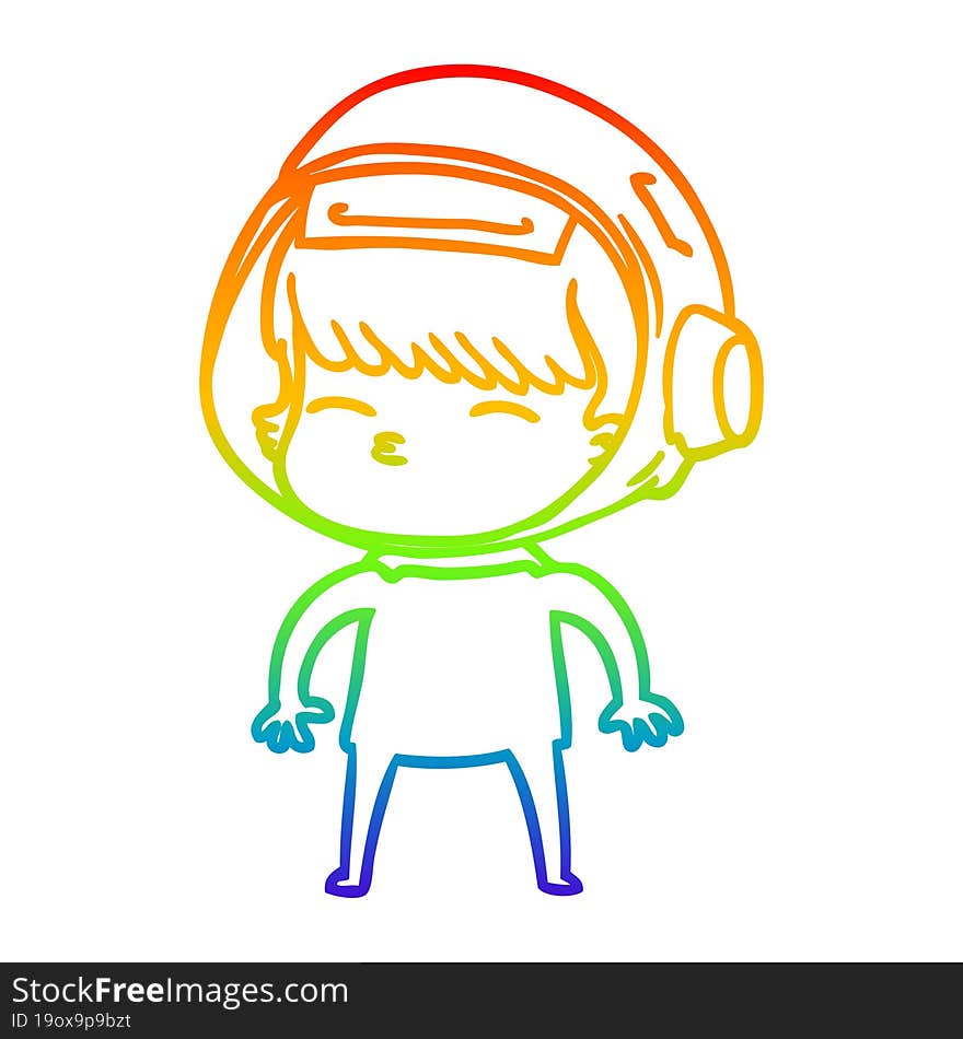 rainbow gradient line drawing cartoon curious astronaut