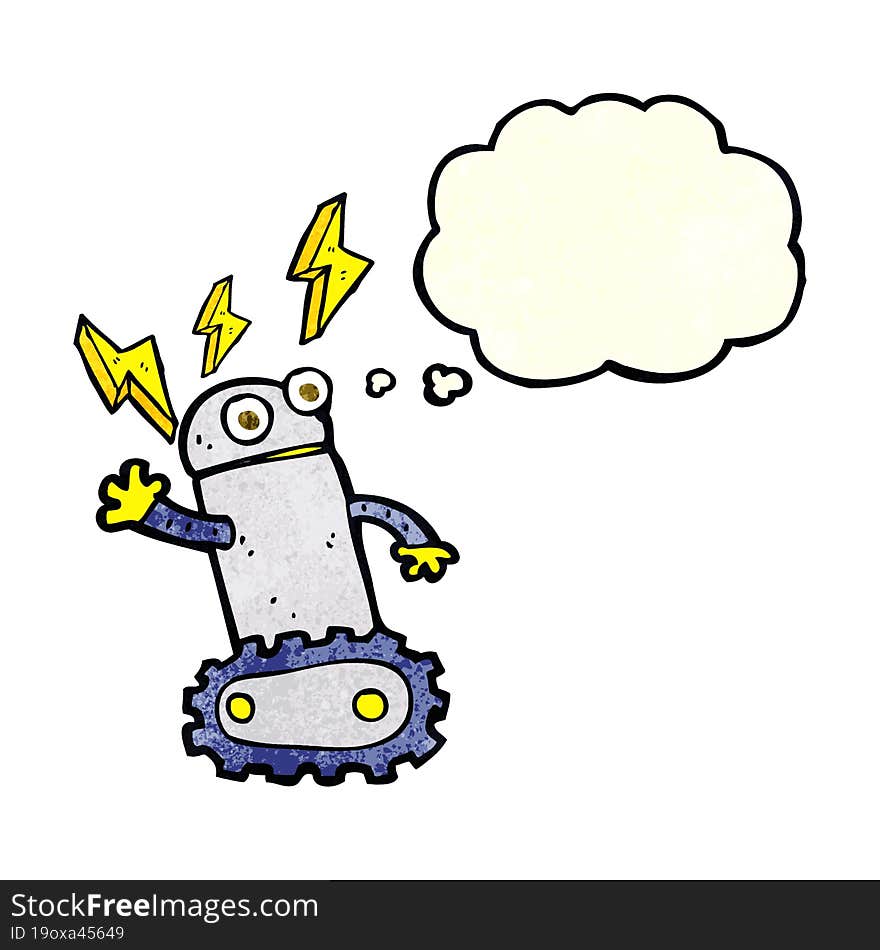 cartoon robot with thought bubble