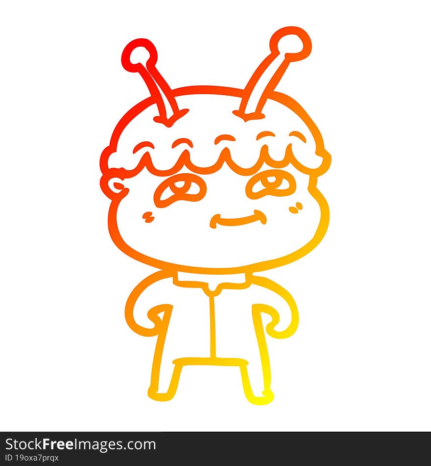 Warm Gradient Line Drawing Friendly Cartoon Spaceman