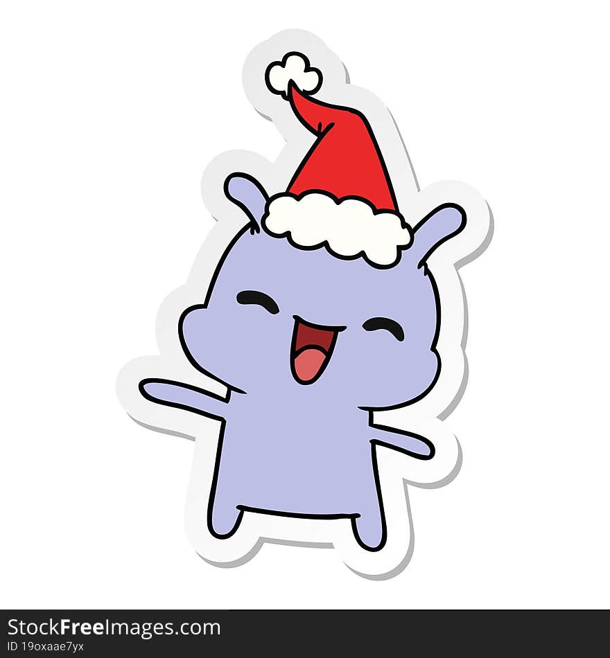 christmas sticker cartoon of kawaii alien