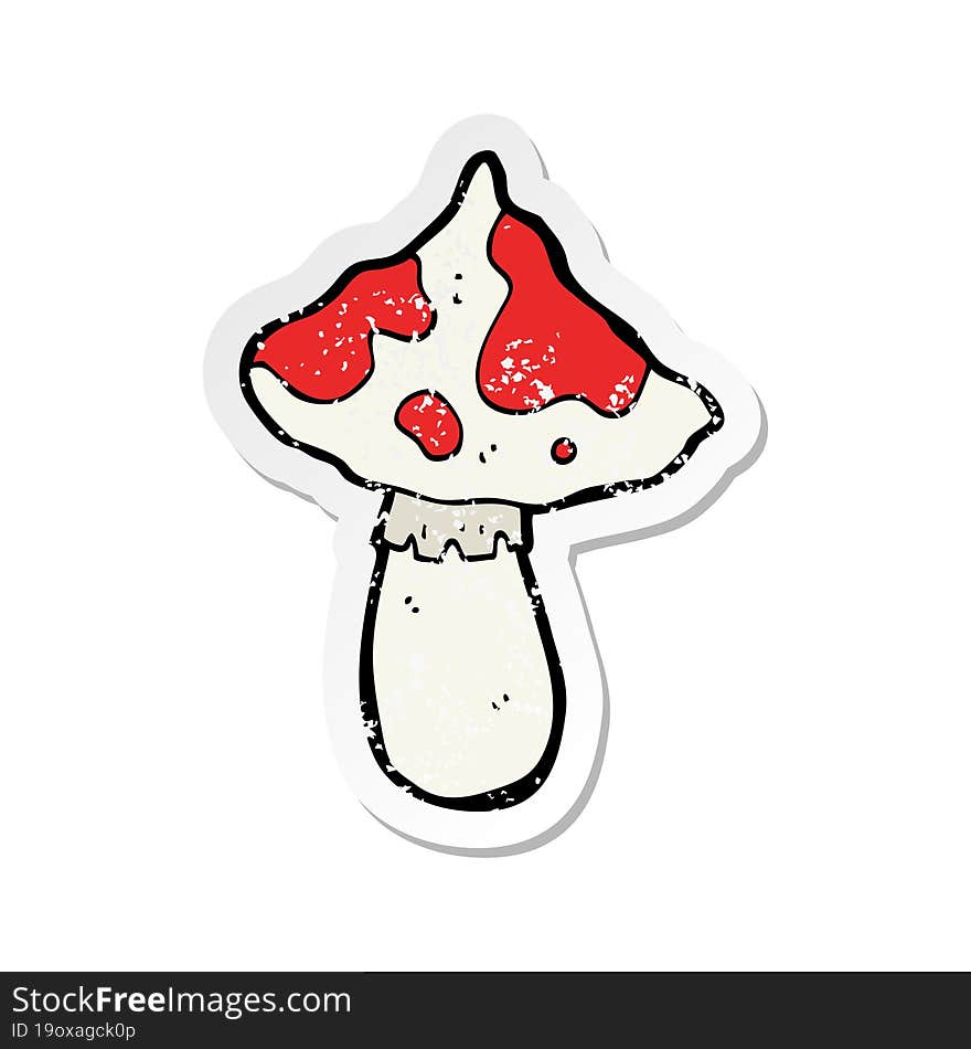 Retro Distressed Sticker Of A Cartoon Toadstool