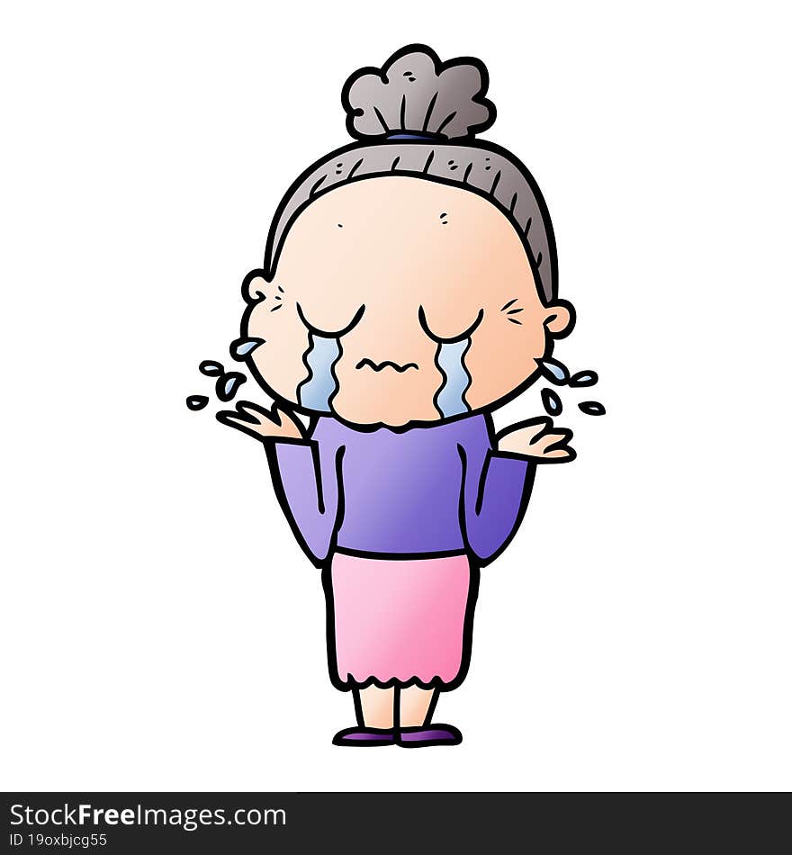 cartoon crying old lady. cartoon crying old lady