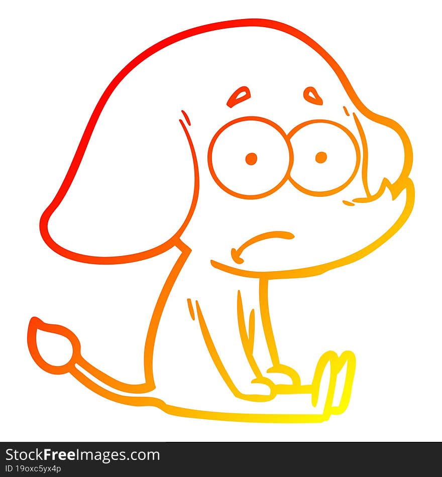 warm gradient line drawing cartoon unsure elephant sat on floor