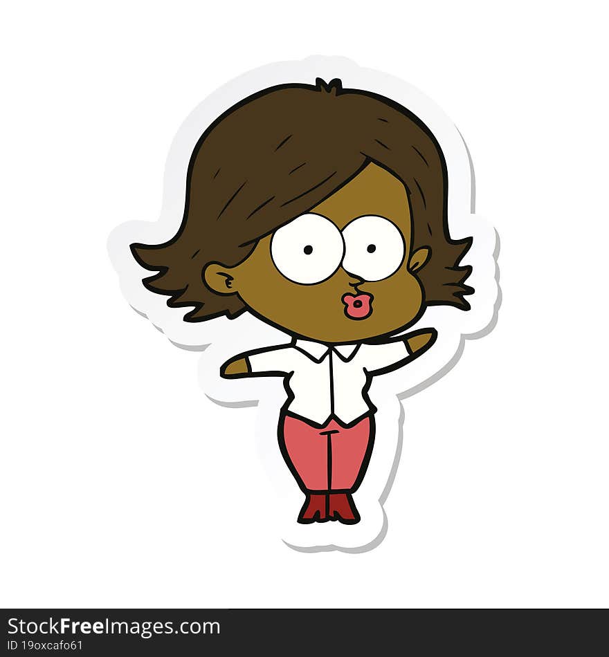 sticker of a cartoon girl pouting