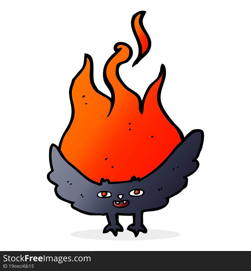 Cartoon Flaming Halloween Bat