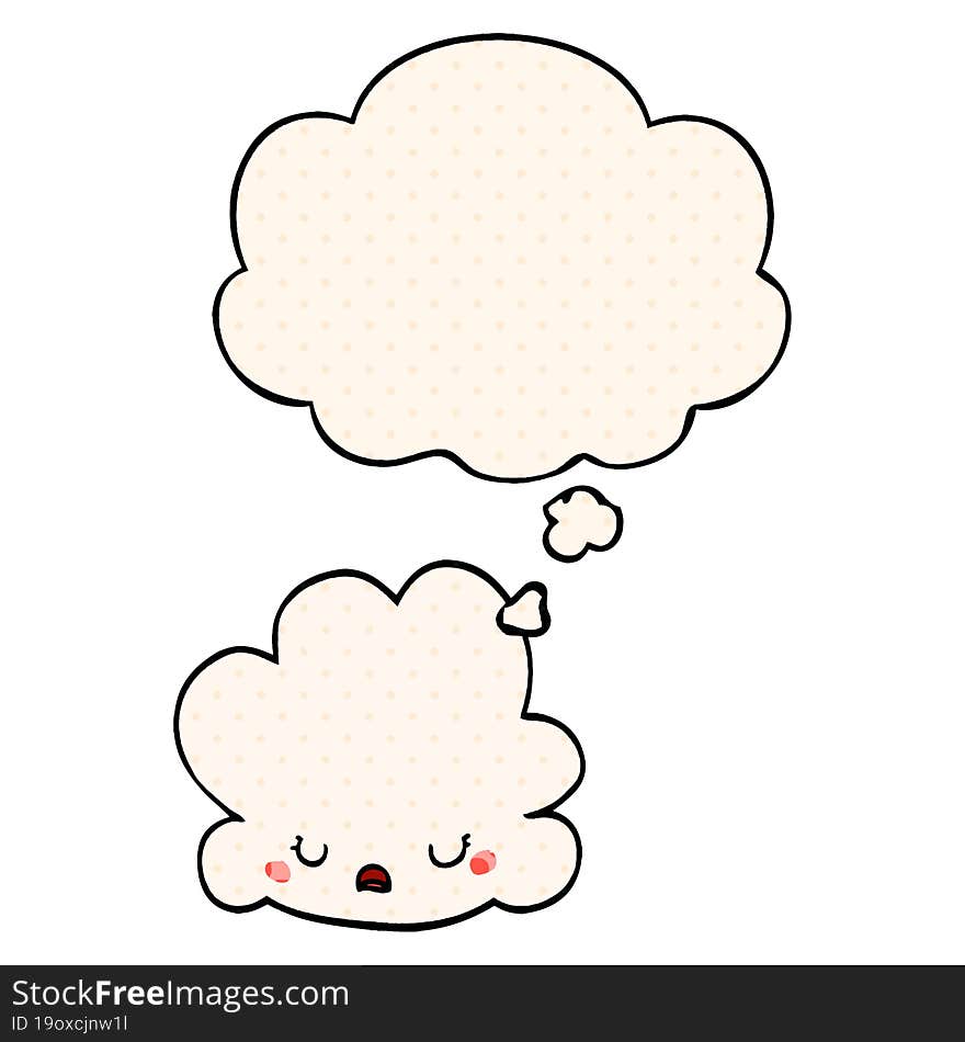 cute cartoon cloud and thought bubble in comic book style