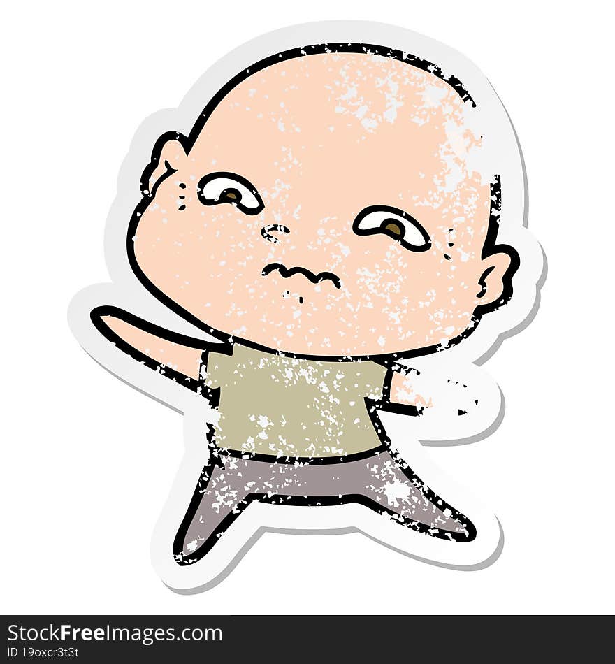 distressed sticker of a cartoon nervous man