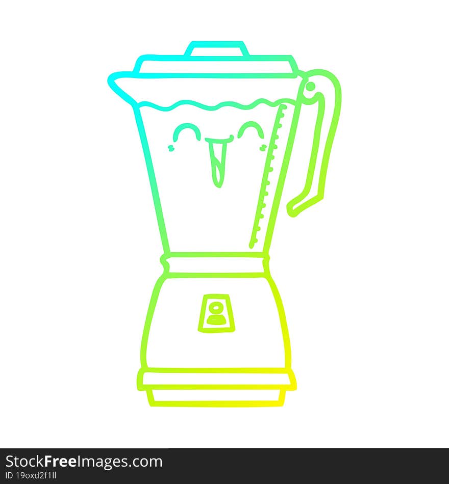 cold gradient line drawing of a cartoon food processor