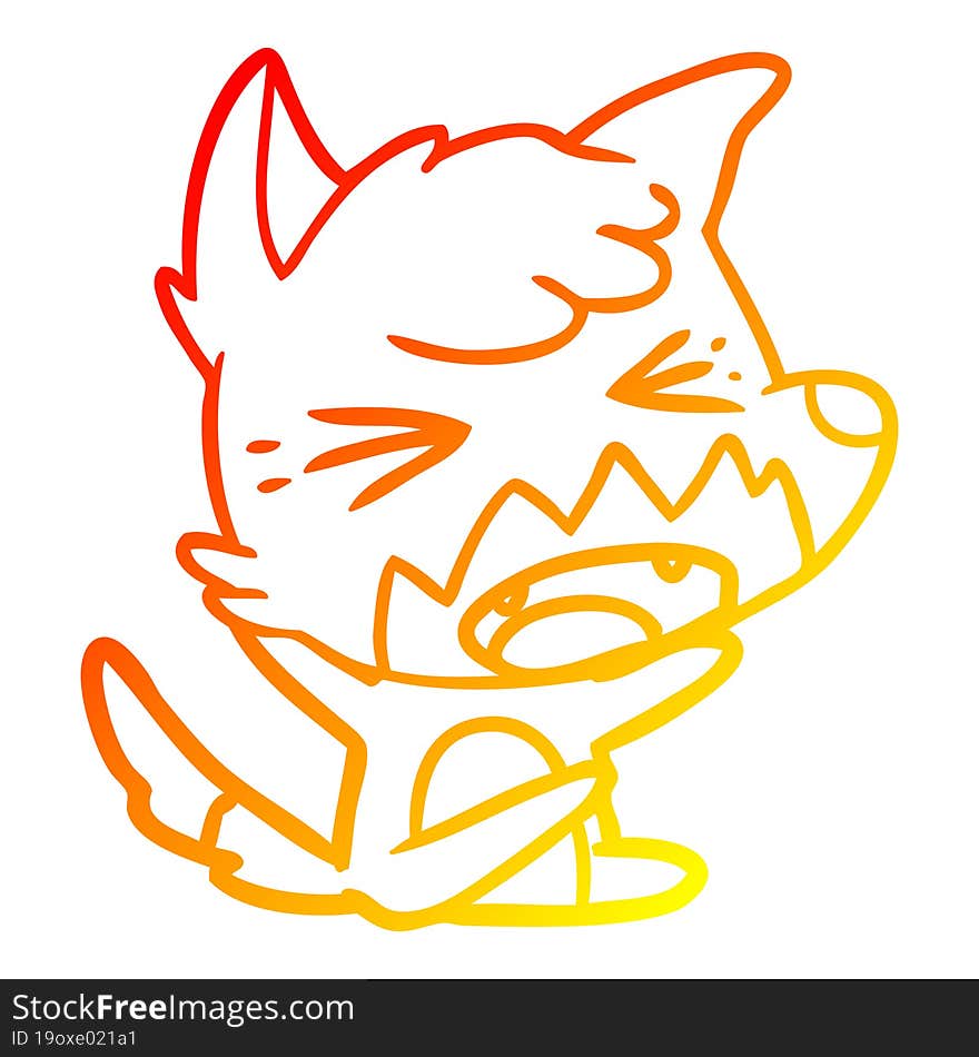 warm gradient line drawing angry cartoon fox