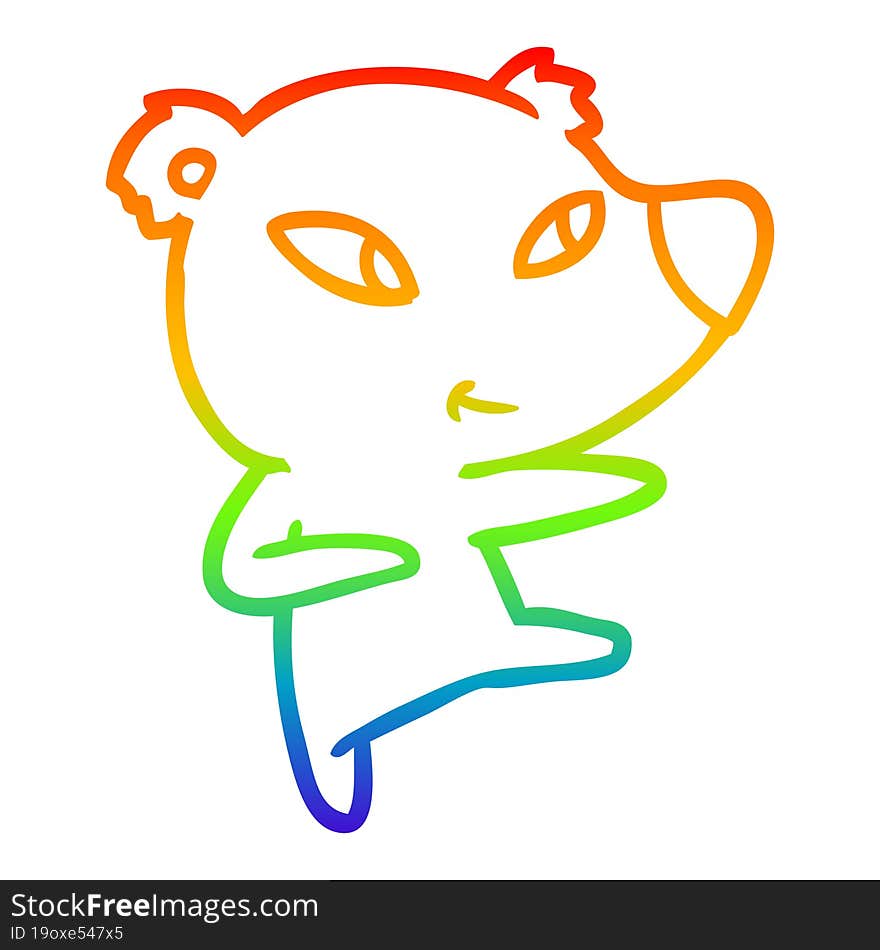 Rainbow Gradient Line Drawing Cute Cartoon Bear