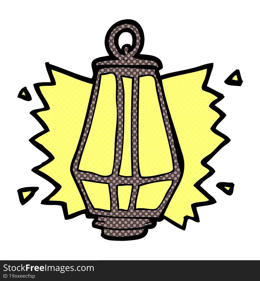 freehand drawn cartoon lantern shining