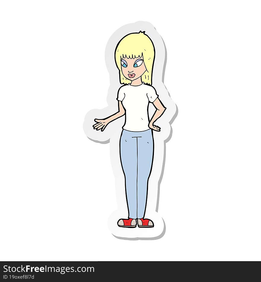 sticker of a cartoon woman explaining