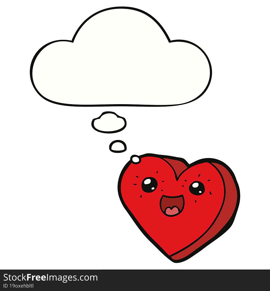 Heart Cartoon Character And Thought Bubble