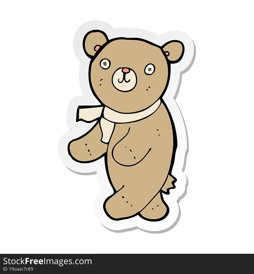 sticker of a cute cartoon teddy bear