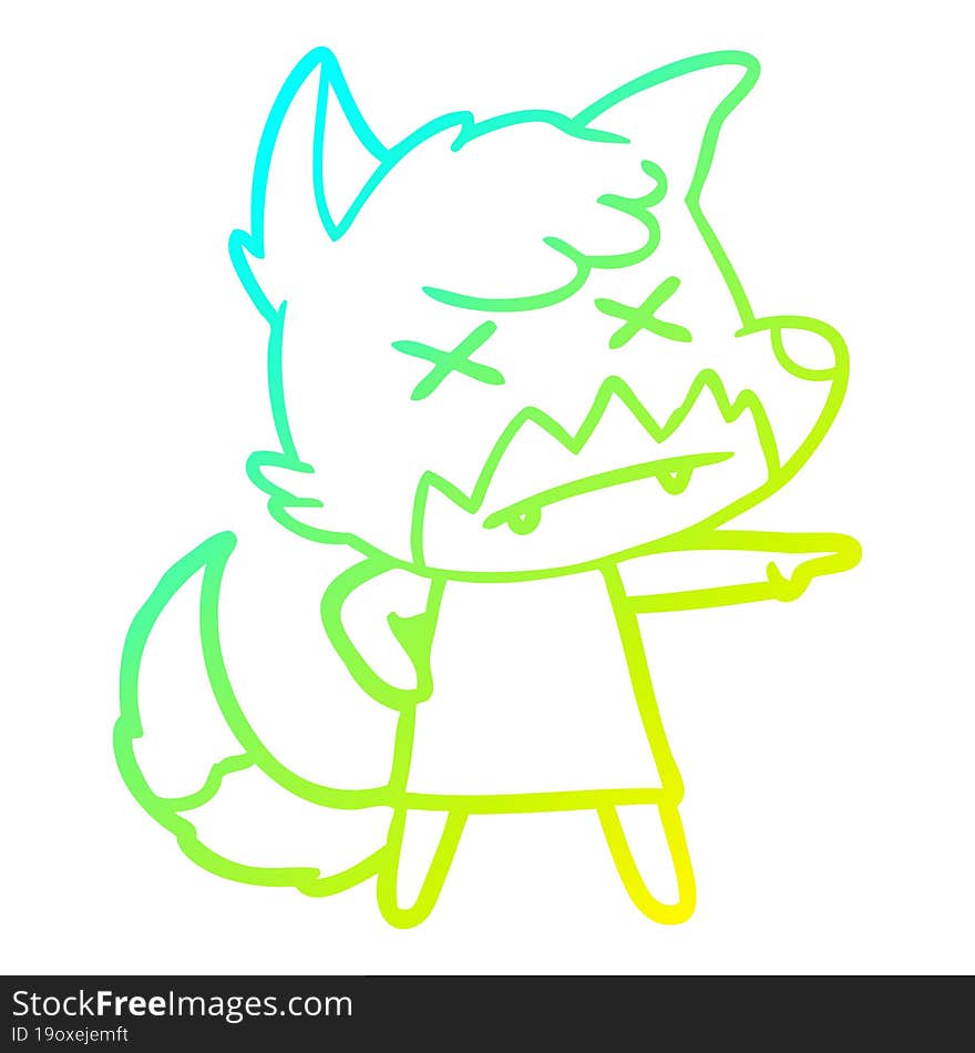 cold gradient line drawing cartoon dead fox