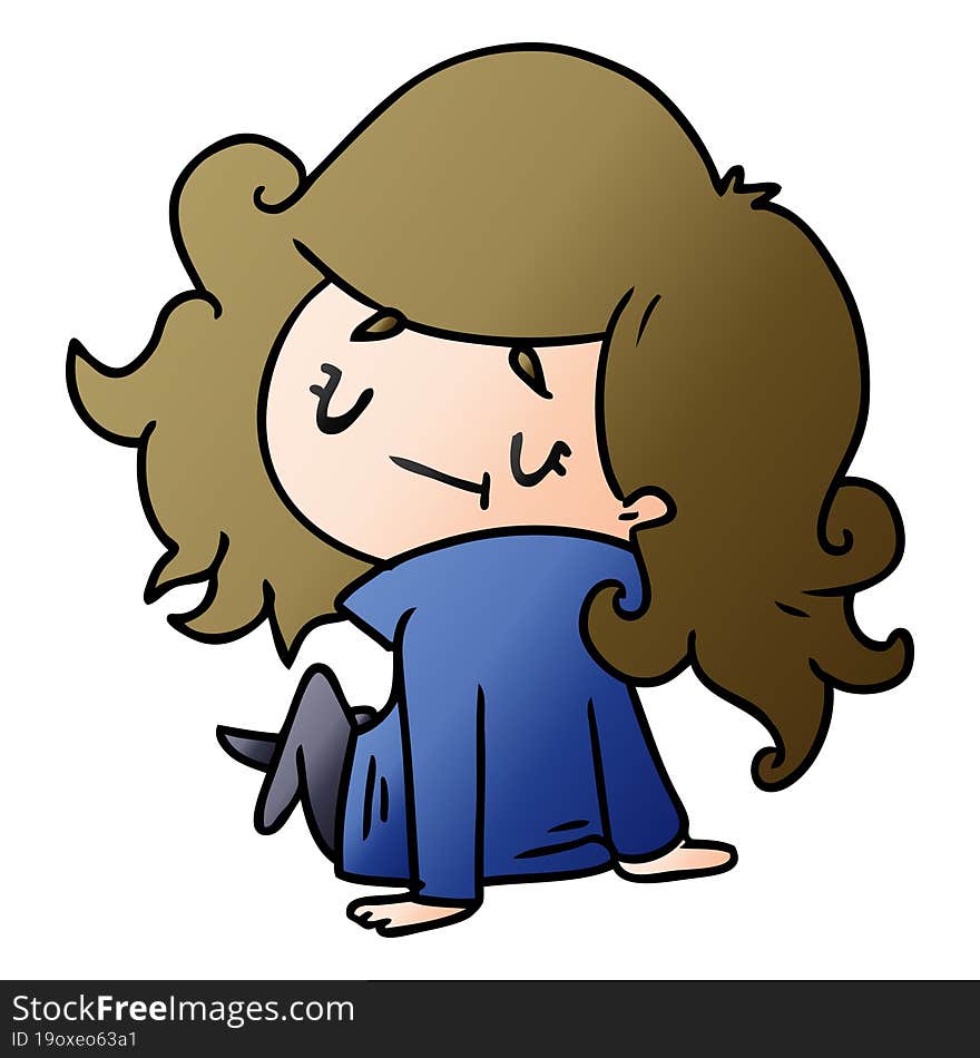 gradient cartoon illustration of a cute kawaii girl. gradient cartoon illustration of a cute kawaii girl