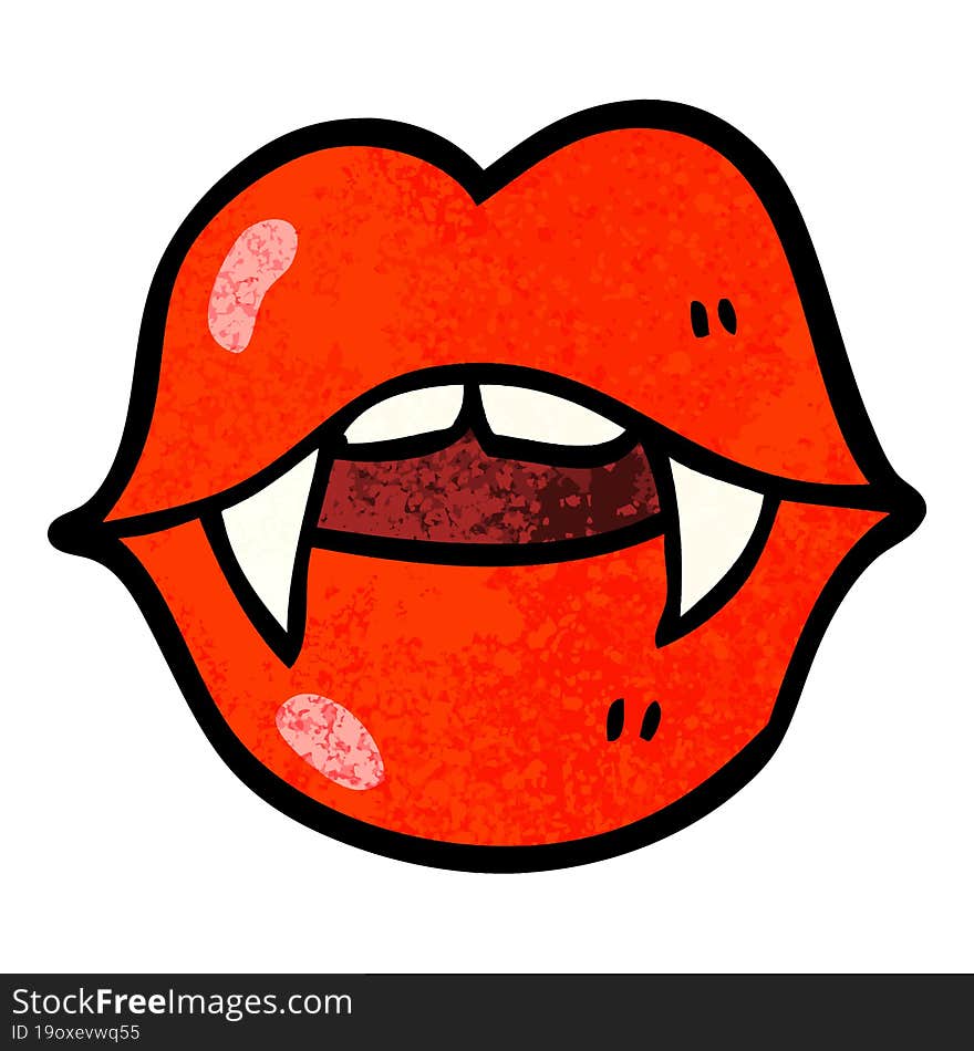 Grunge Textured Illustration Cartoon Vampire Mouth