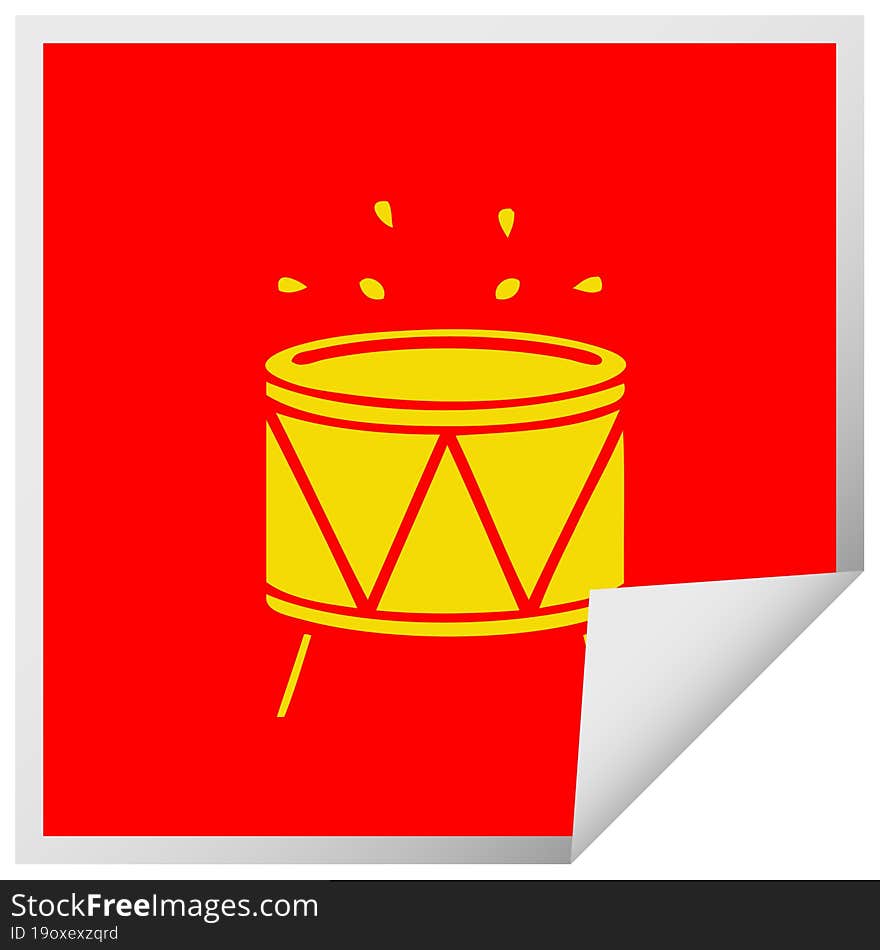 square peeling sticker cartoon drum