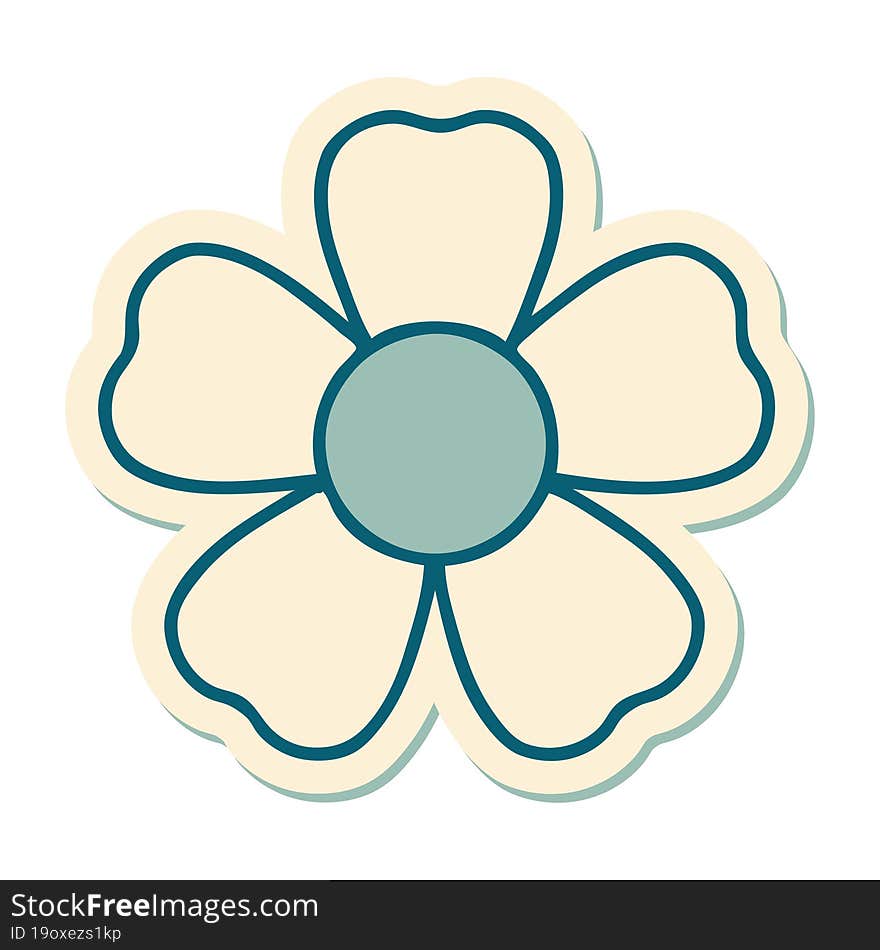 sticker of tattoo in traditional style of a flower. sticker of tattoo in traditional style of a flower