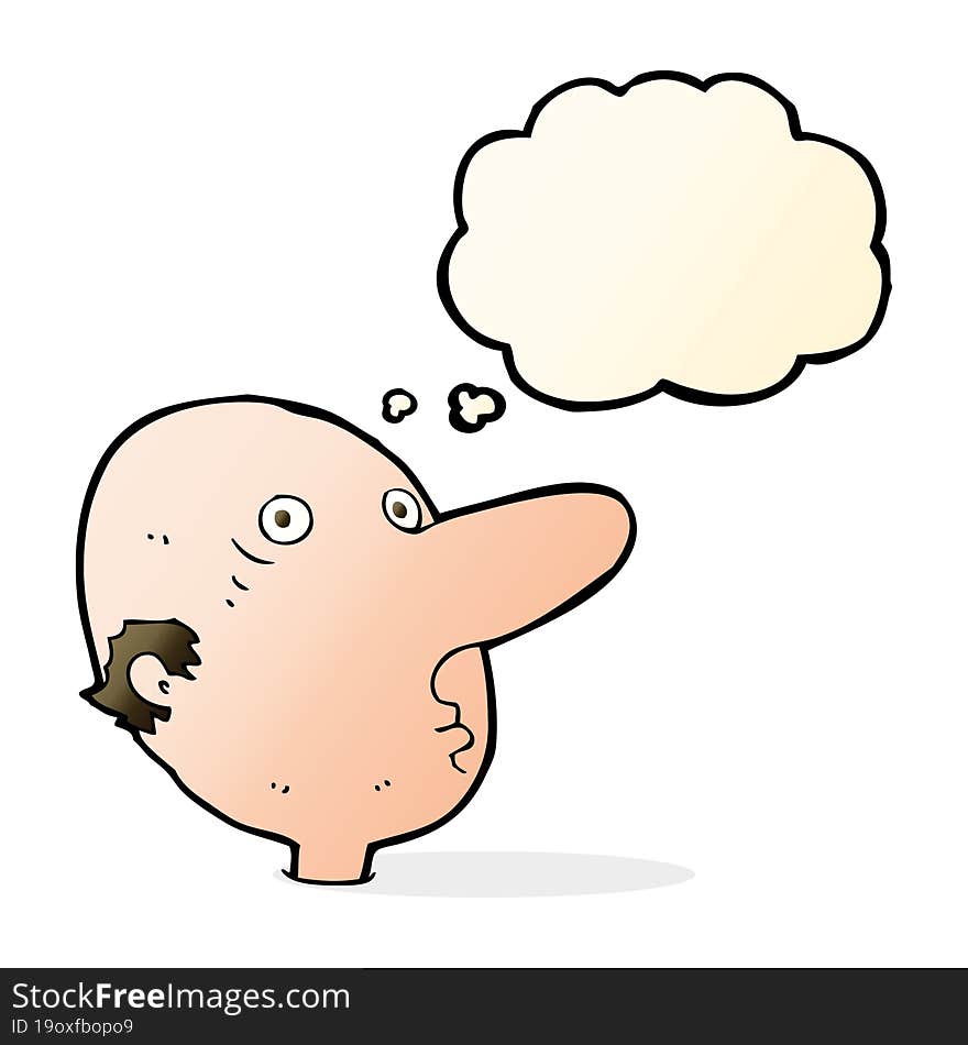 cartoon balding man with thought bubble