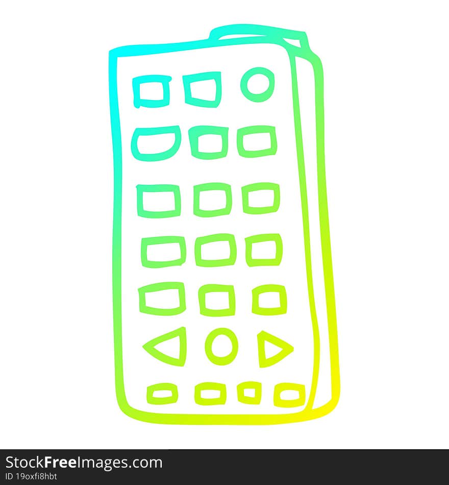 cold gradient line drawing of a cartoon remote control