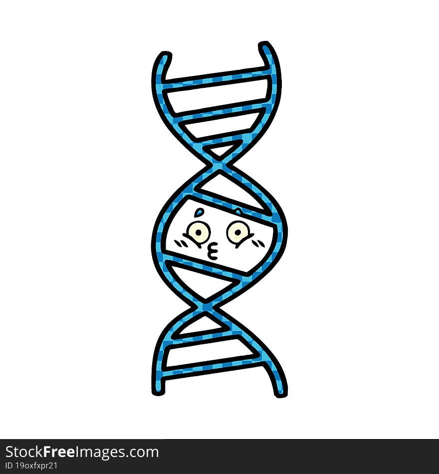 comic book style cartoon of a DNA strand