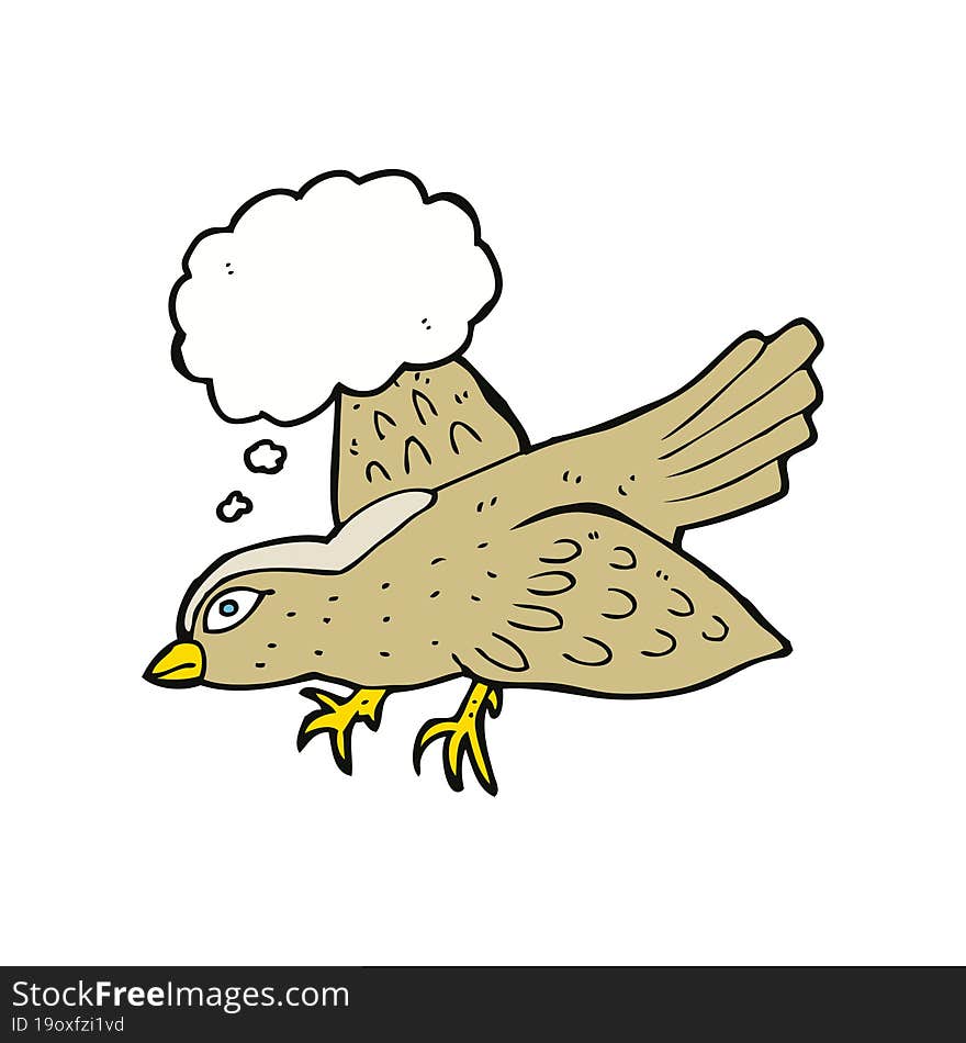 cartoon bird with thought bubble