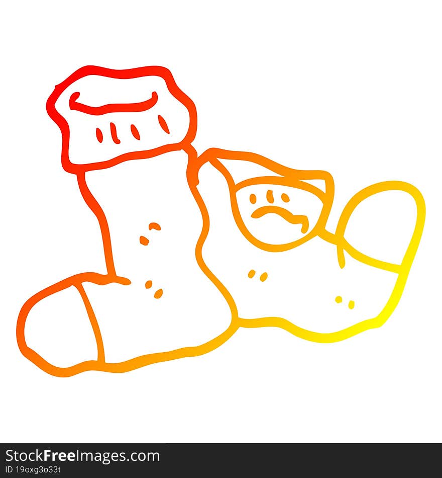 warm gradient line drawing cartoon socks