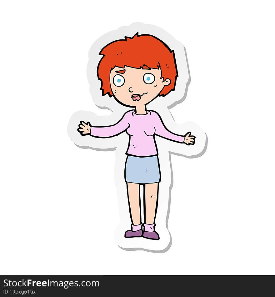 sticker of a cartoon confused woman