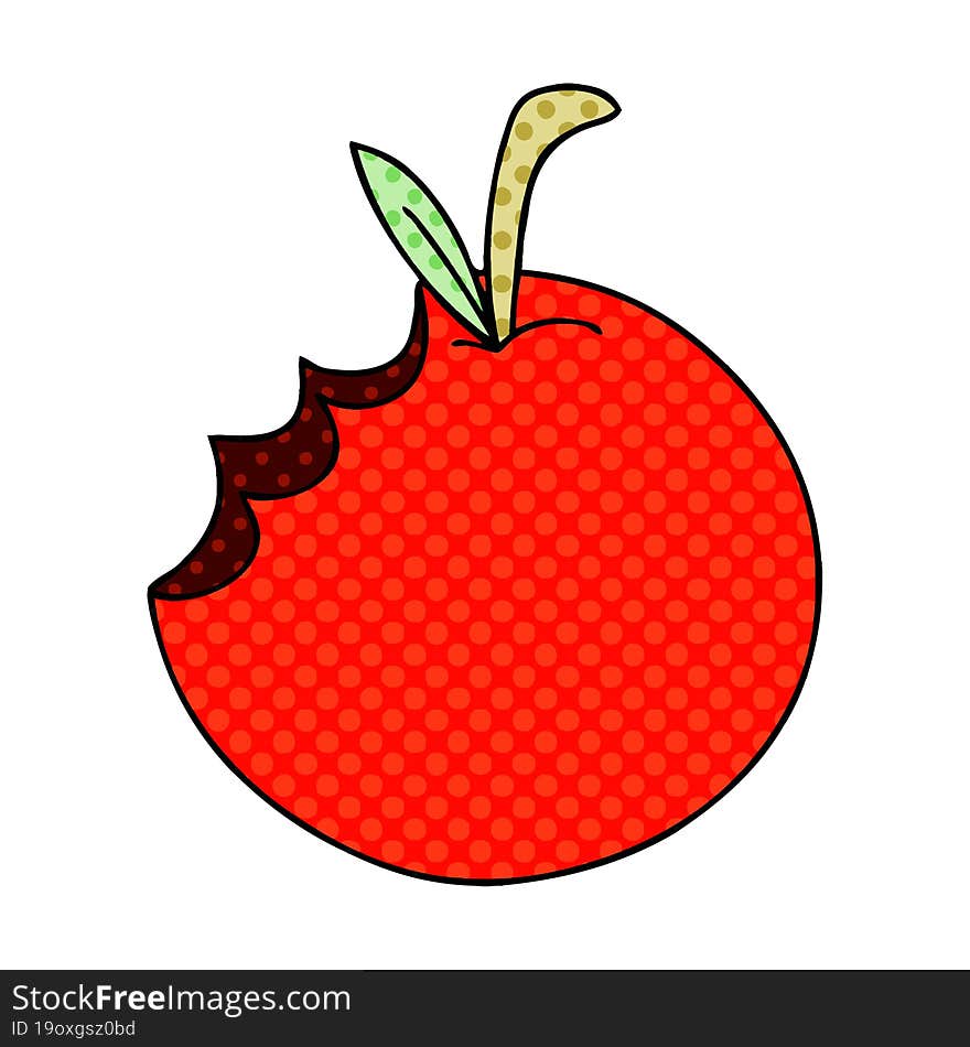 comic book style quirky cartoon apple. comic book style quirky cartoon apple