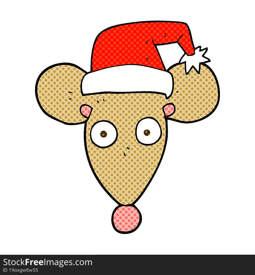 cartoon mouse in christmas hat