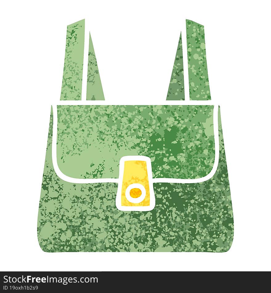 retro illustration style cartoon of a green bag