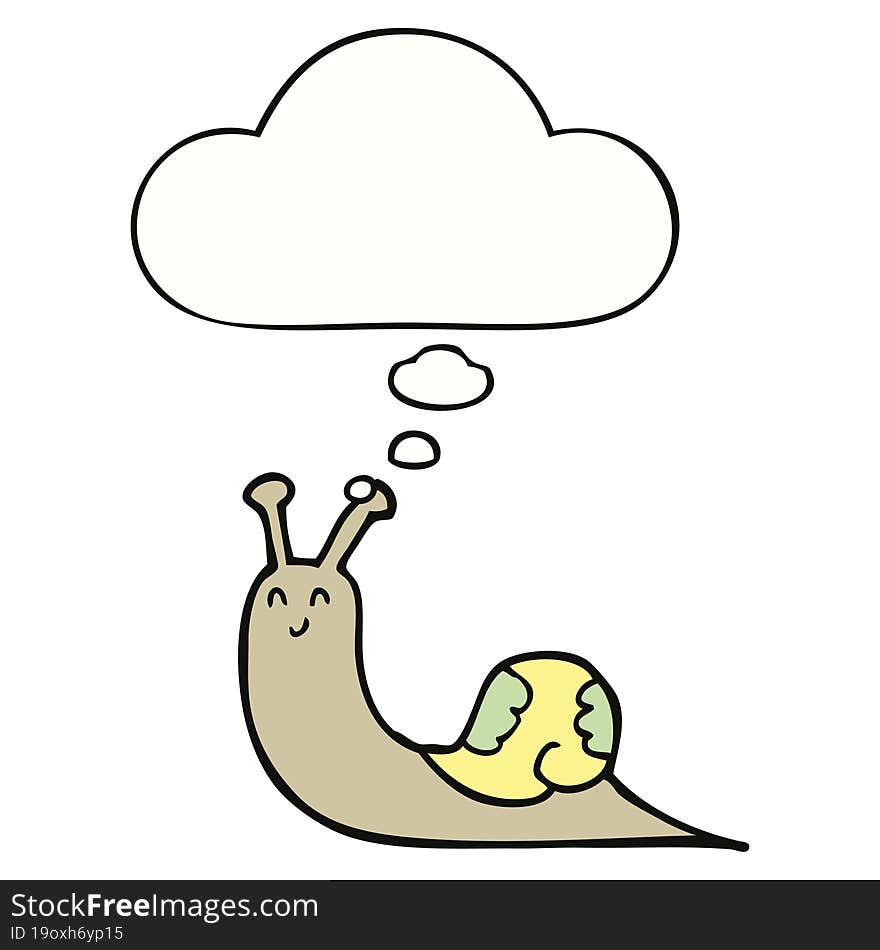 cute cartoon snail and thought bubble