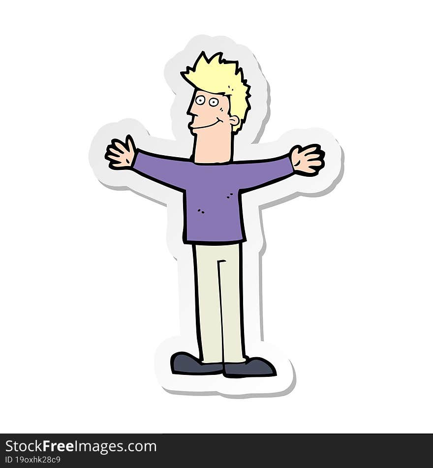 sticker of a cartoon happy man