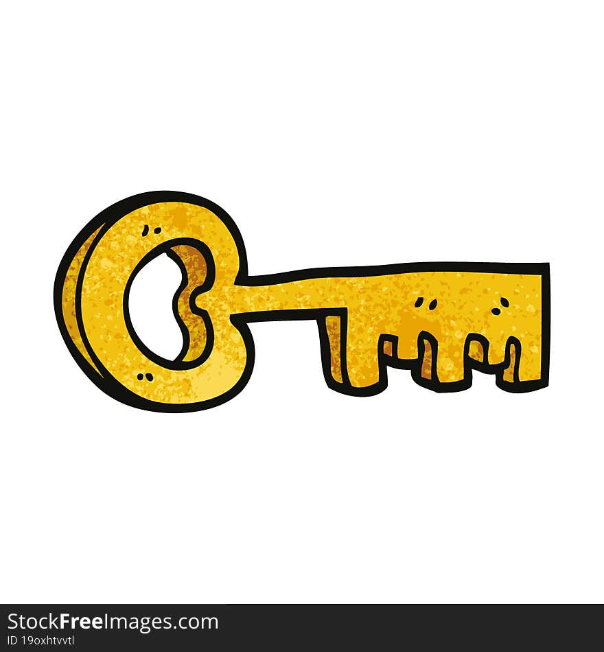 cartoon doodle gold key