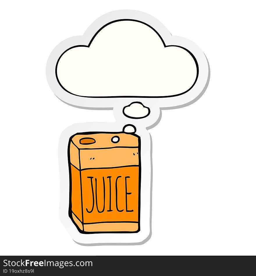 cartoon juice box with thought bubble as a printed sticker