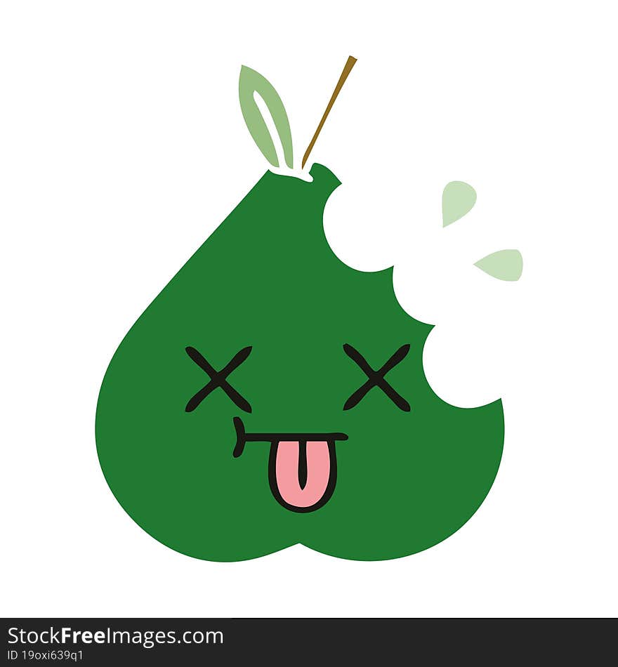 flat color retro cartoon of a pear