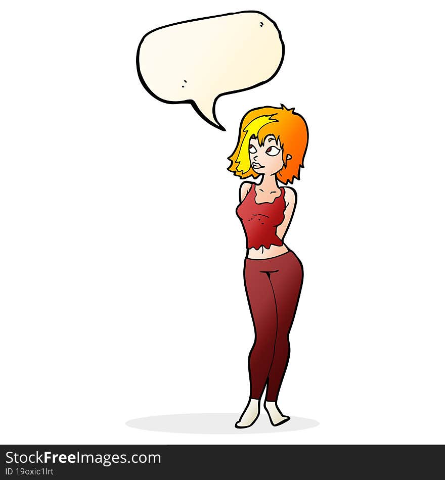 Cartoon Attractive Girl With Speech Bubble