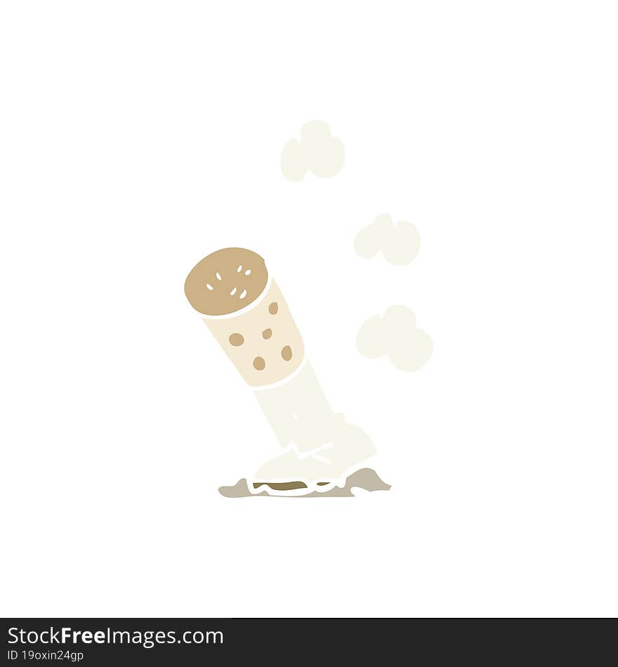 Flat Color Illustration Of A Cartoon Cigarette