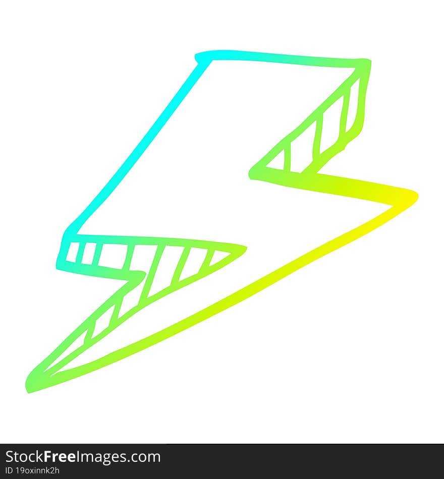 Cold Gradient Line Drawing Cartoon Lightning Bolt