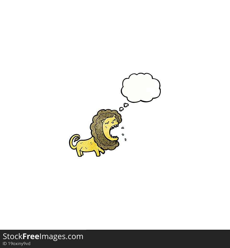 cartoon lion with thought bubble