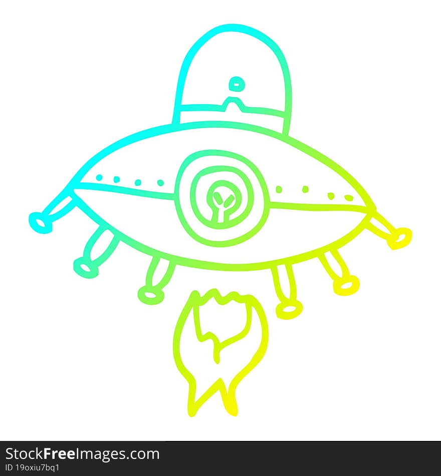 cold gradient line drawing cartoon alien spaceship