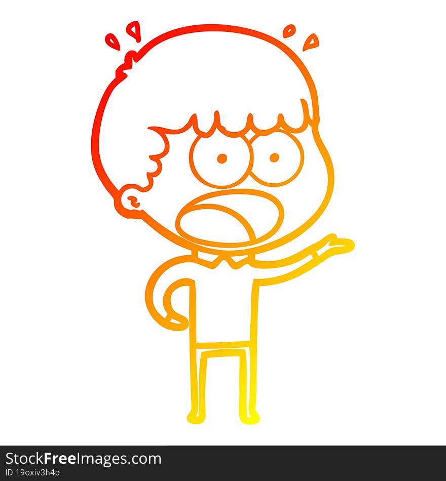 warm gradient line drawing cartoon shocked man