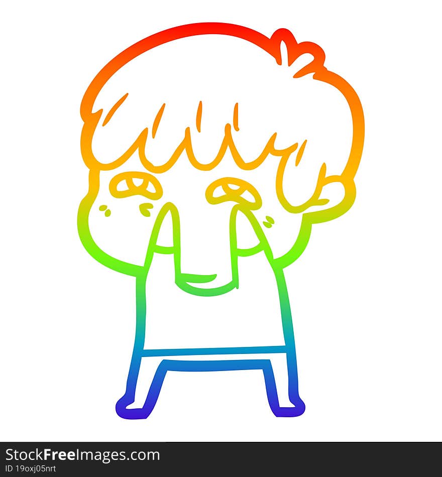 rainbow gradient line drawing cartoon curious man